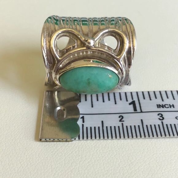 Vintage Women's DTR Turquoise Sterling Silver Ring - Size 6.5 - Picture 9 of 10